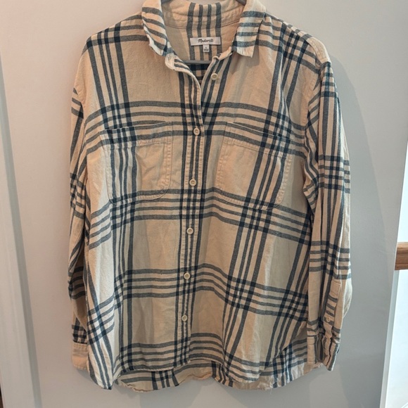 Madewell Tops - Madewell Beige and Blue Checkered Shirt